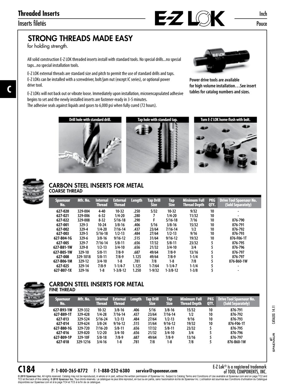 Drive Tool For E-Z Lok Thread Inserts 5/8"-11 5/8"-18/ M16 (Int.Thrd) Alloy Steel   876-797