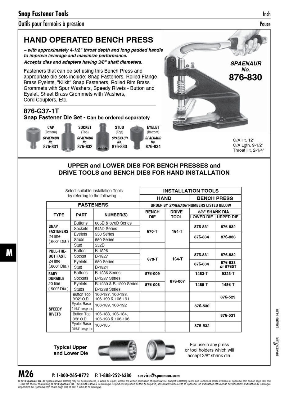 Eyelet Die For Durable Fasteners 3/8" Shank Dia. Tool Steel Plain Finish   876-834
