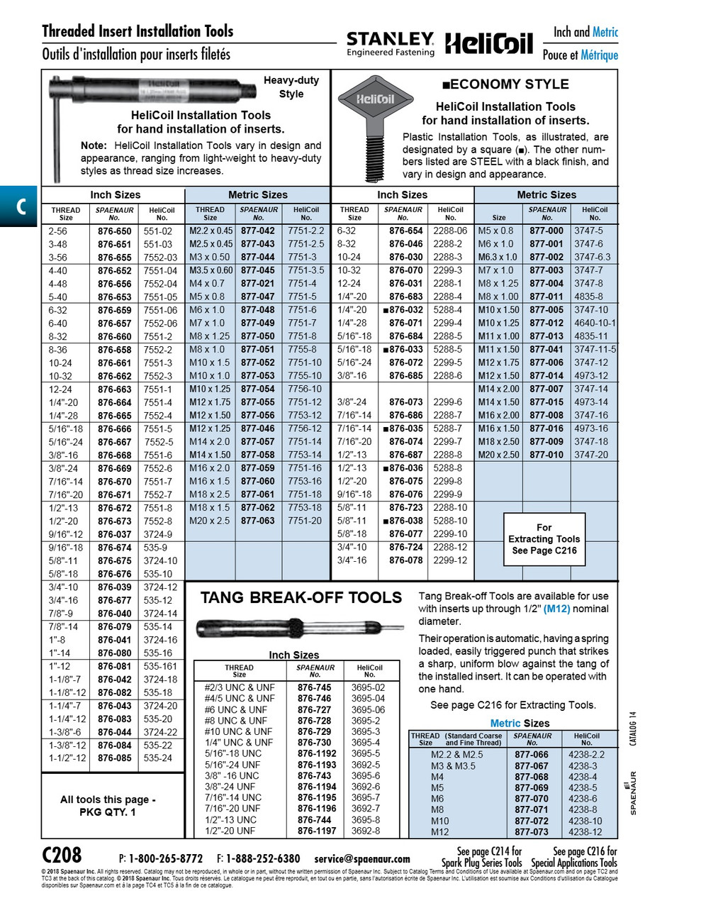 Helicoil Insert Tool (Heavy Duty) M18 X 2.5   877-061