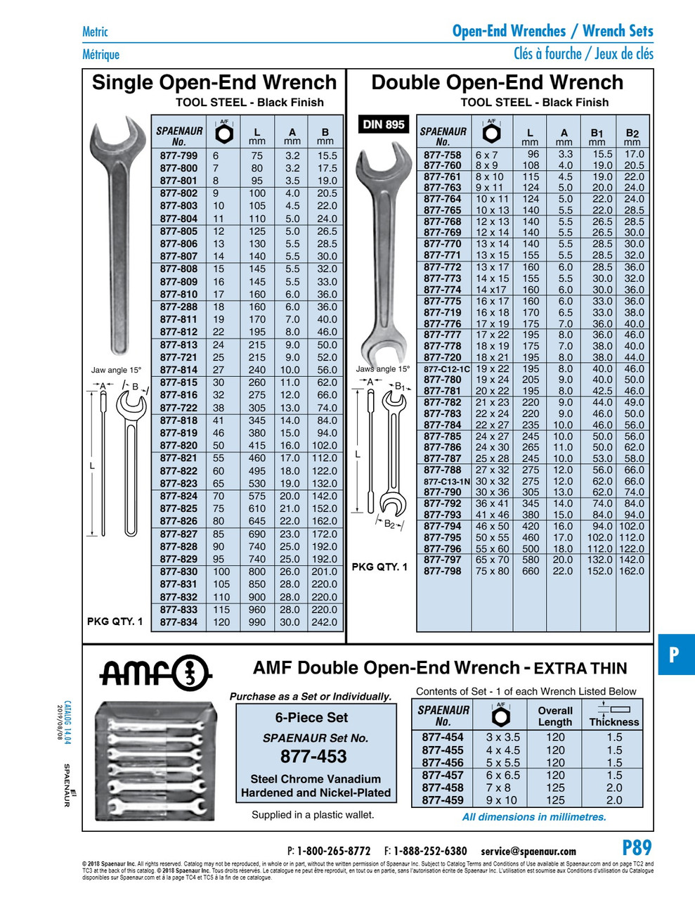 Single Open-End Wrench Din 894 7Mm Alloy Steel Black   877-800