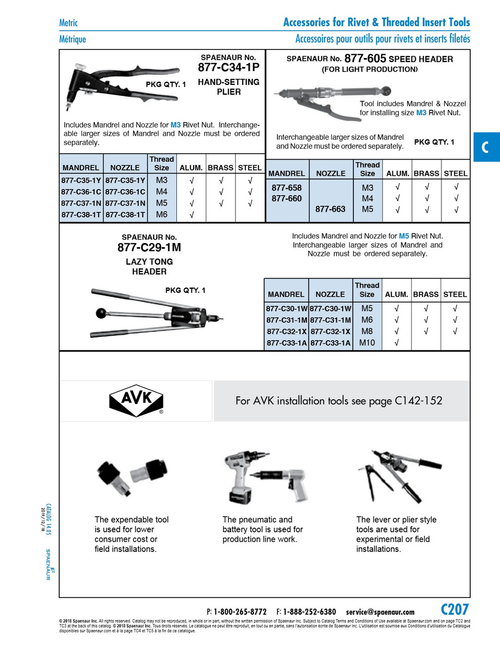 Brk 10 - Rivkle Setting Hand Tool For Rivet Nuts Up To Size M10 Includes Metric Madnrel / Anvil Sets (M5 M6 M8 M10)   877-C29-1M