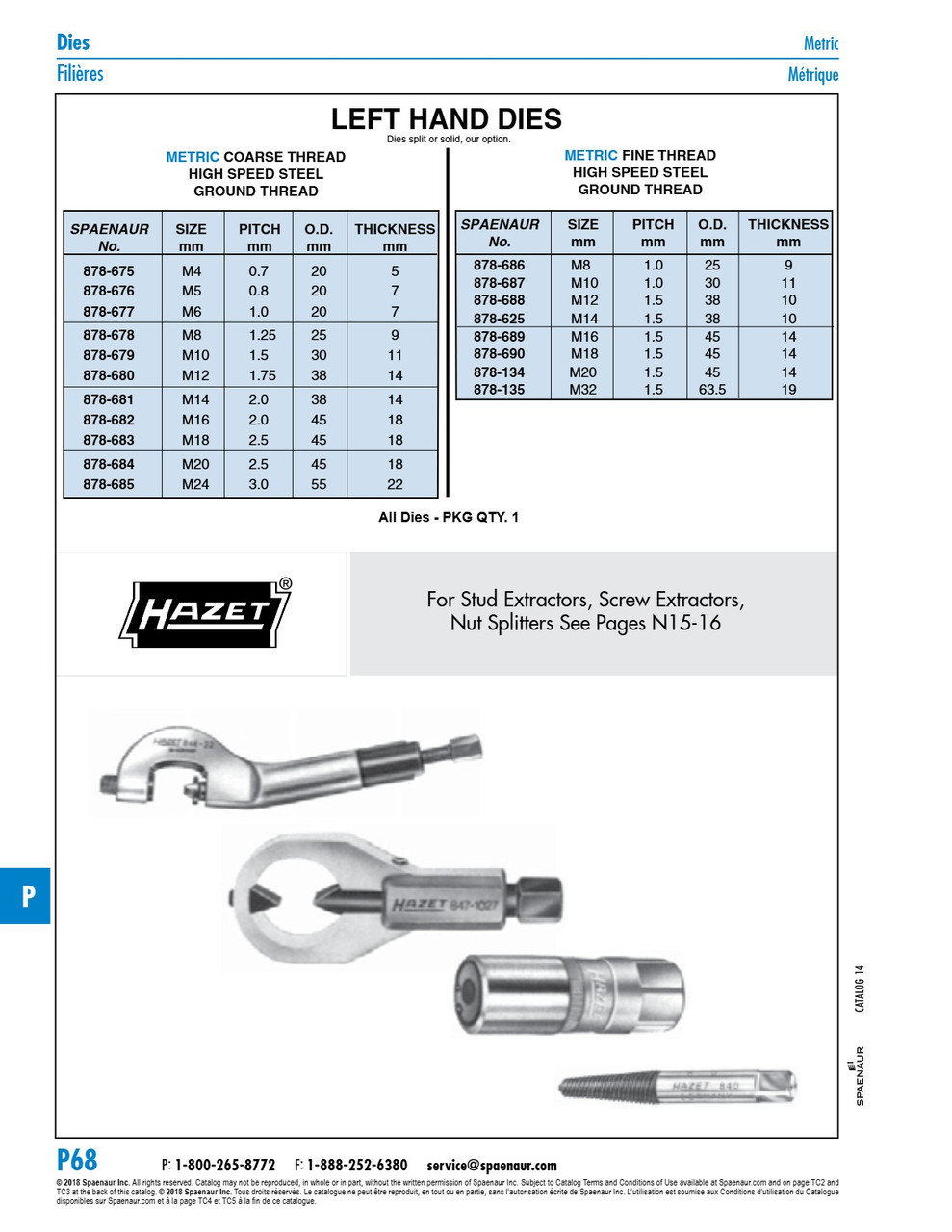 Round Die Left Hand M8 X 1.25 (25Mm X 9Mm) High Speed Steel Ground Thread Din 223/Hss/Left M8L   878-678
