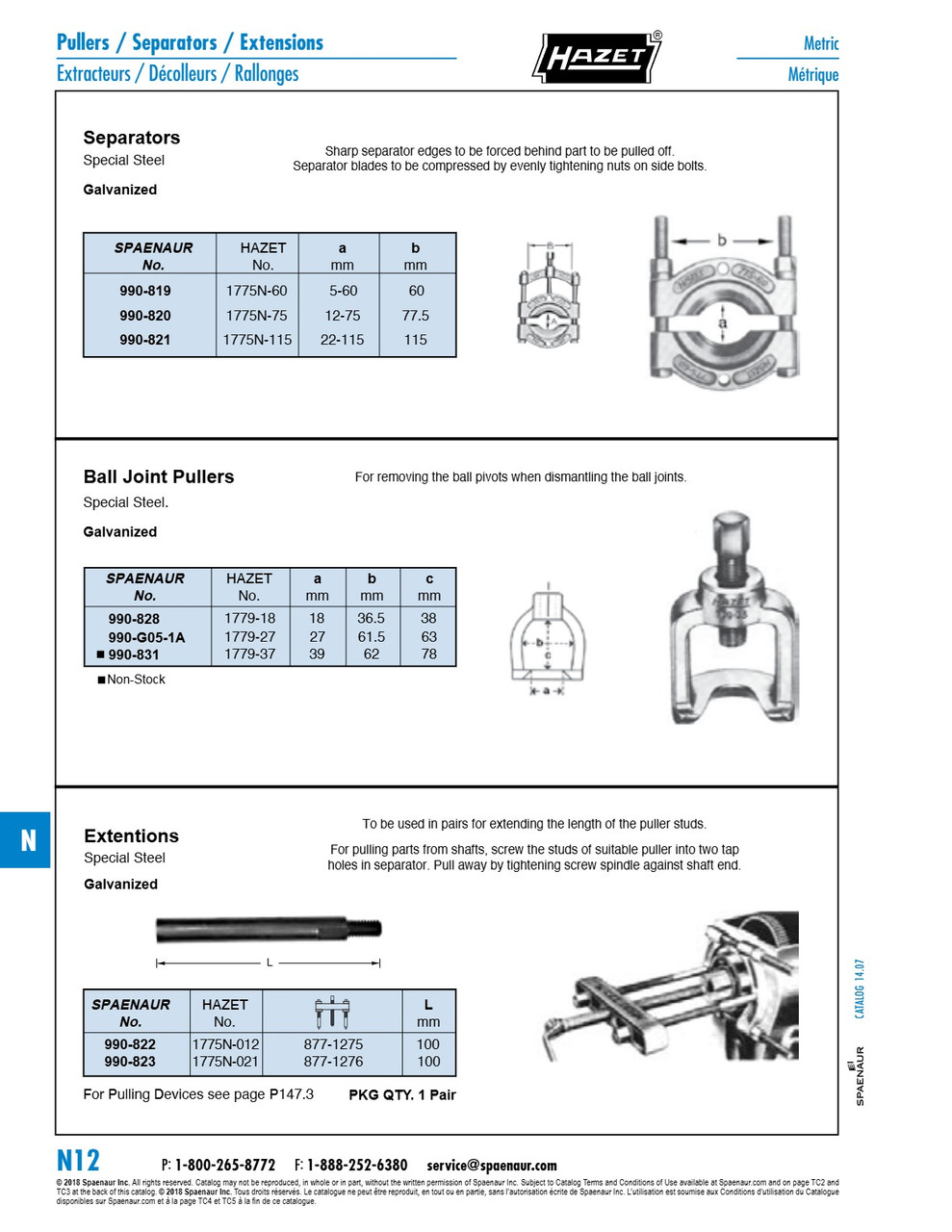 Separator (Use With Hazet #775-21) 22-115Mm Special Steel Galvanized   990-821