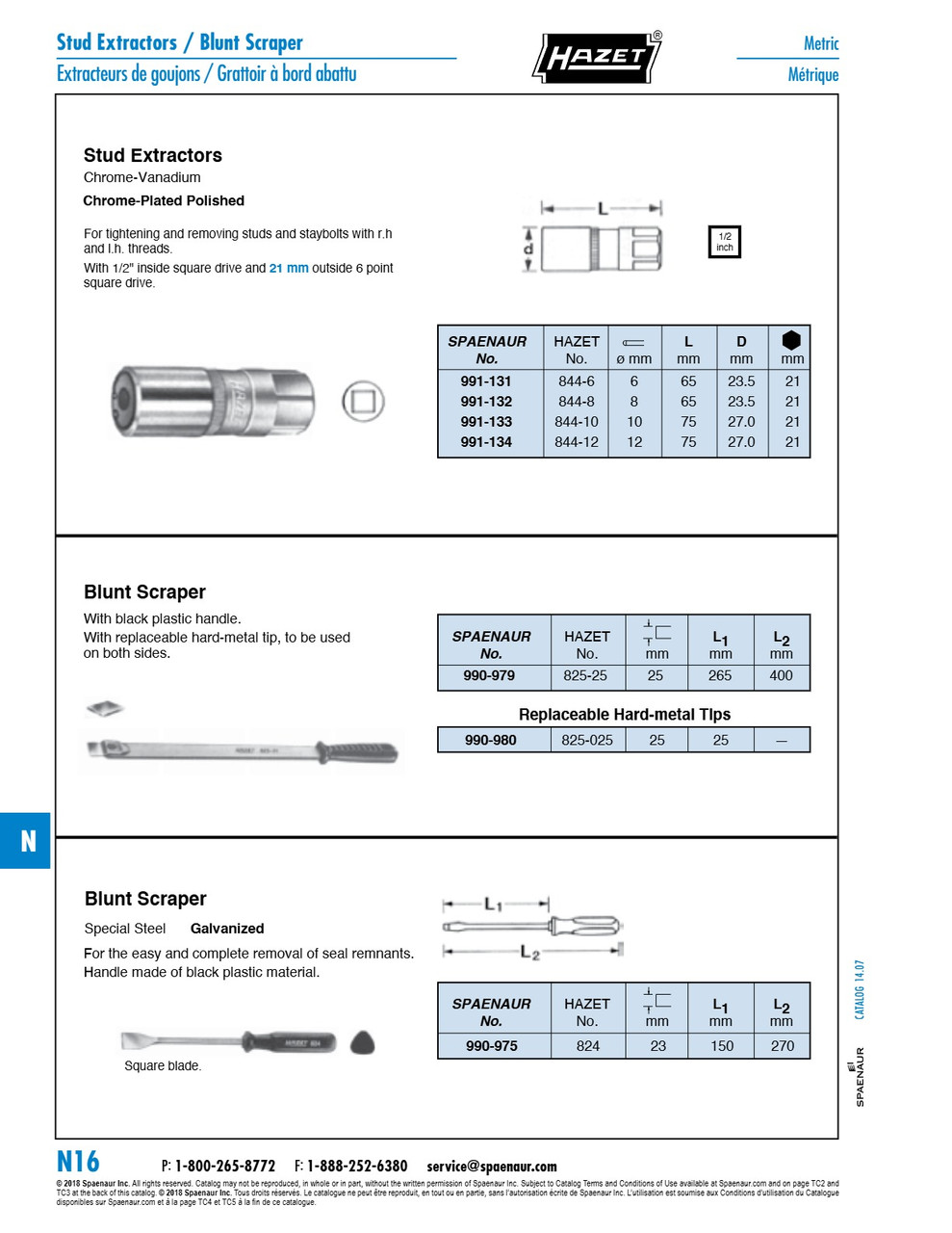Stud Extractor W/ 1/2" Square Drive For M10 Studs Chrome Vanadium Chrome Plated Polished   991-133