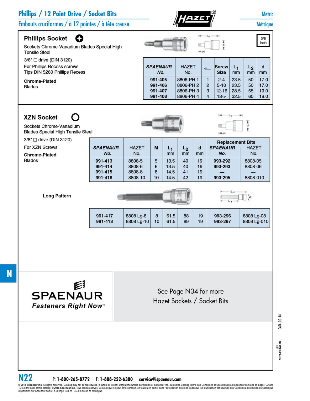 3/8" Drive Socket With Bit For Phillips Recess Screws # 3 Phillips 28.5 X 55 Mm Chrome Vanadium   991-407