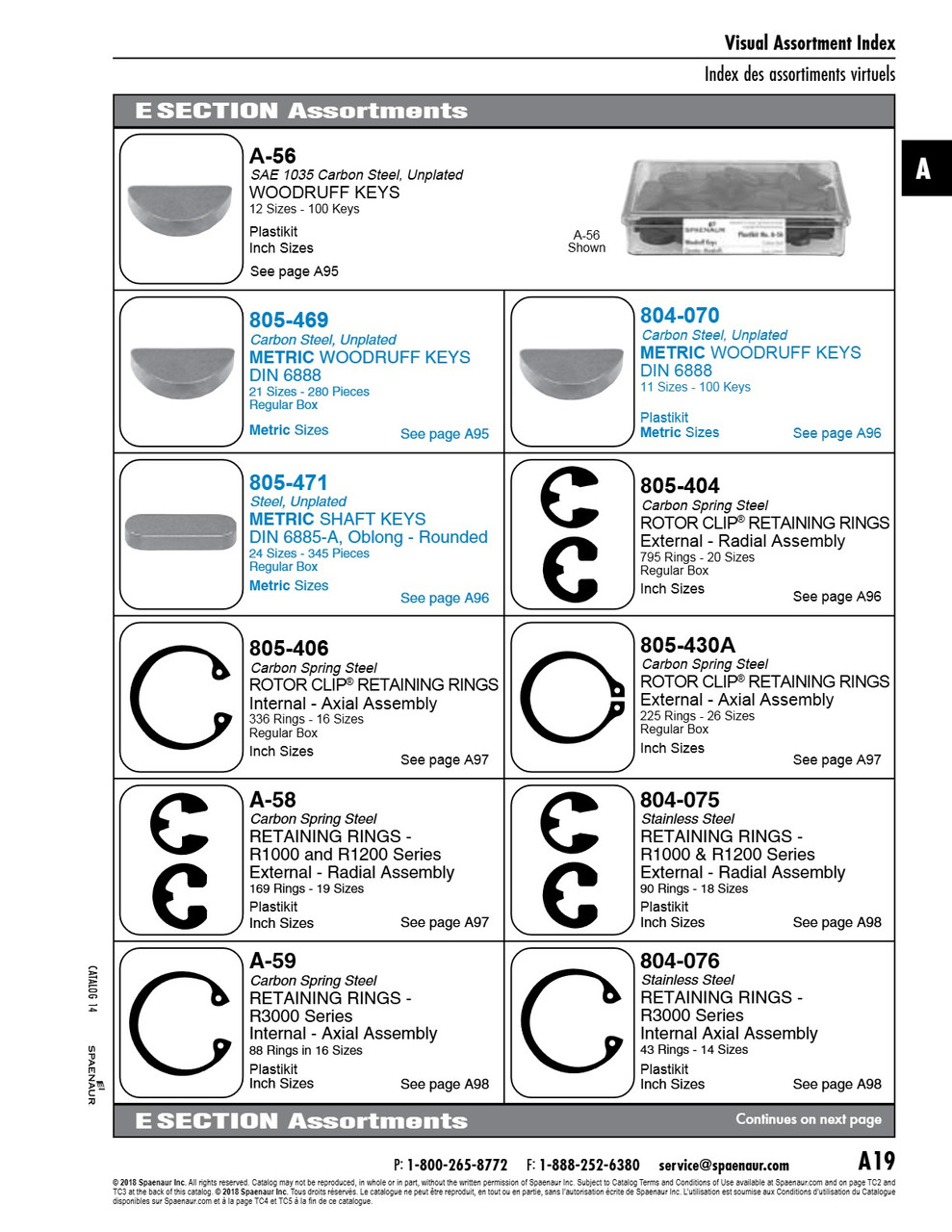 Plastikit Of Internal Retaining Rings R3000 Series 16 Inch Sizes 88 Pcs Carbon Spring Steel   A-59