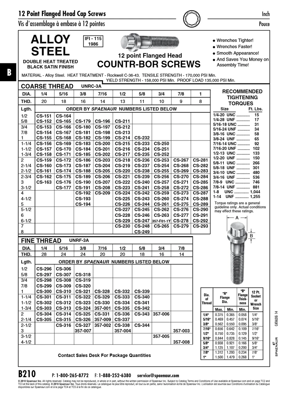 12 Point Flanged Countr-Bor Screw 5/8"-11 Unc-3A X 1 1/4" Lg Medium Carbon Alloy Steel Quenched & Tempered Not Plated Ifi 115-1986   CS-233