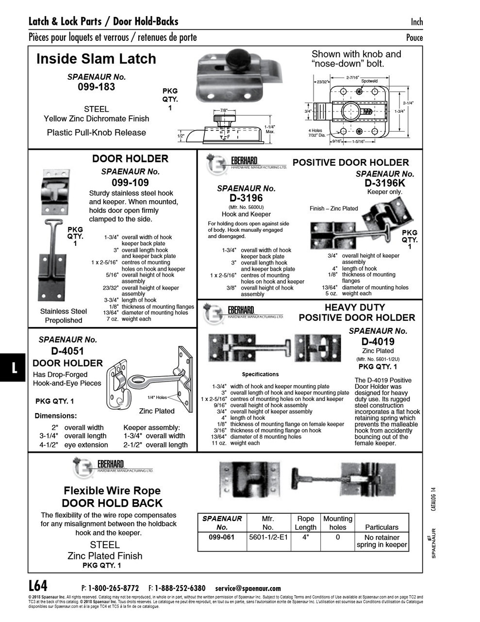 Positive Door Holderhook & Keeper Back Plate Steel Zinc Plated   D-3196