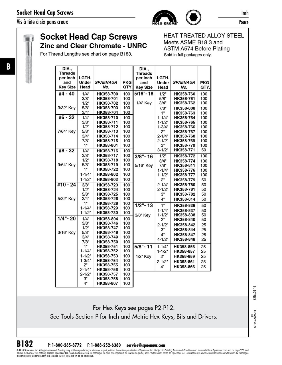 Hex Socket Cap Screw Holo-Krome 1/4"-20 Unc X 2" Alloy Steel Zinc Plated Ansi B18.3 Latest Holo-Krome #Zp1C72108   HK358-755