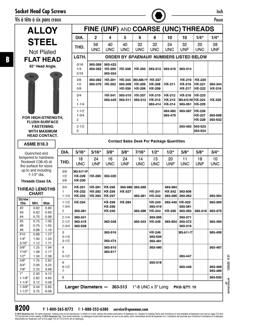 Hex Socket Flat Head Cap Screw 1/4"-28 Unf X 5/8" Alloy Steel Quenched & Tempered Plain Finish Ansi B18.3-1986   HX-319