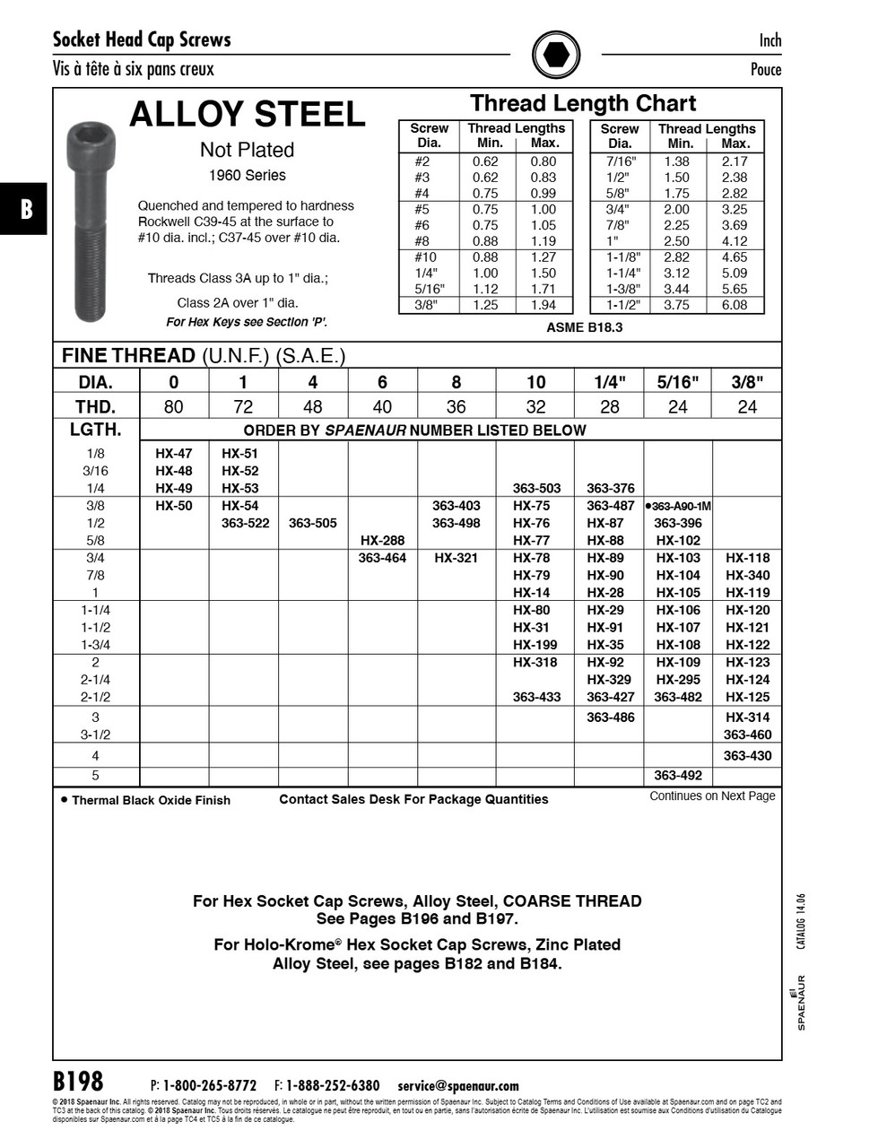 Hex Socket Cap Screw 1960 Series 3/8"-24 Unf X 7/8" Alloy Steel Quench & Temp Plain Ansi B18.3-1986   HX-340