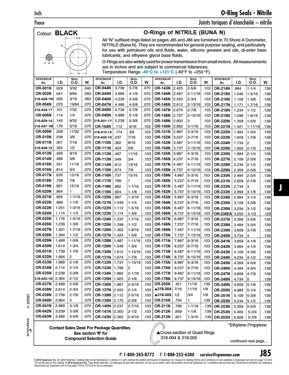O-Ring Nitrile .362" Id X .103" W. Nitrile Duro 70   OR-110N