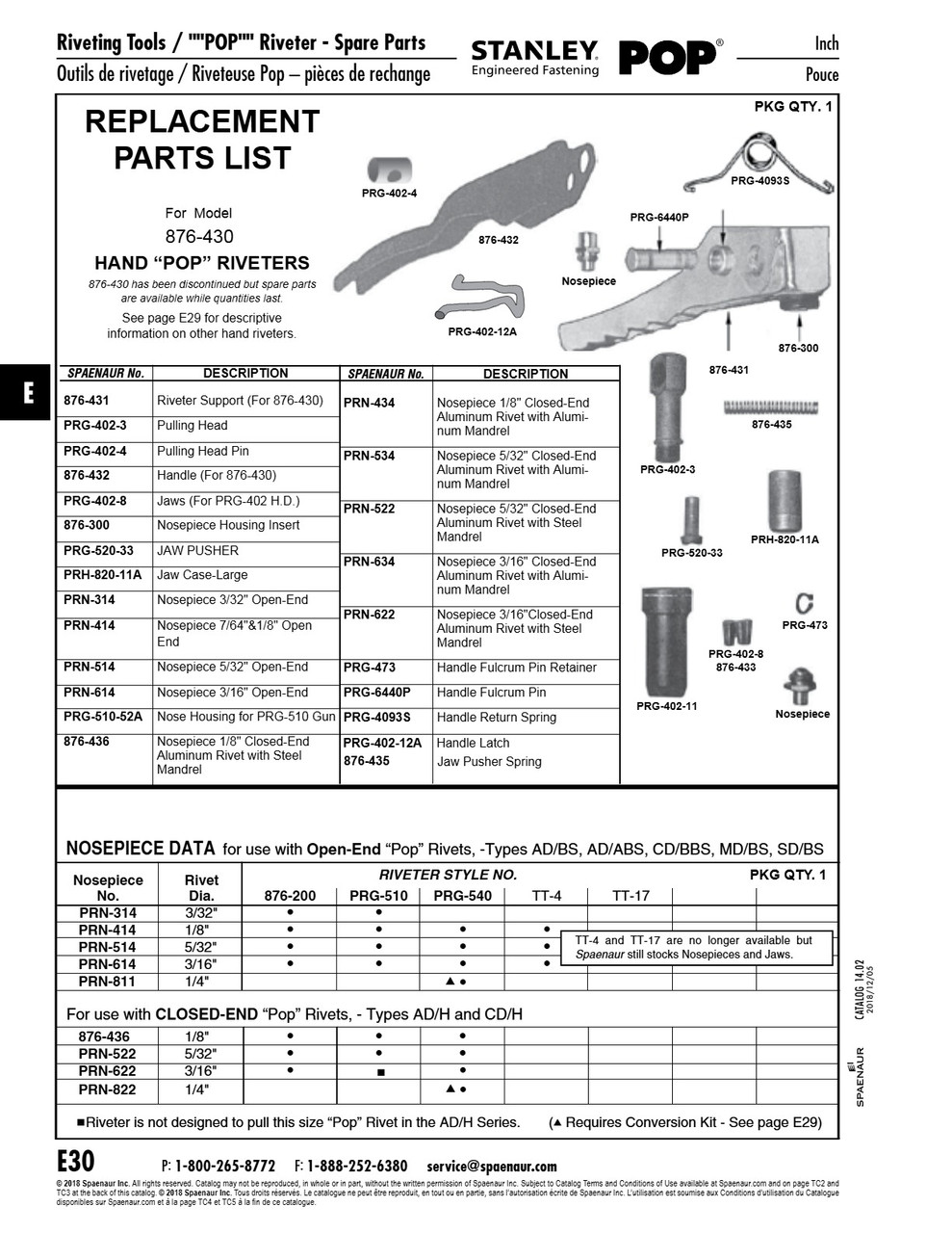 Nosepiece For Use With Open End Pop Rivet 3/32" Rivet Dia Steel   PRN-314