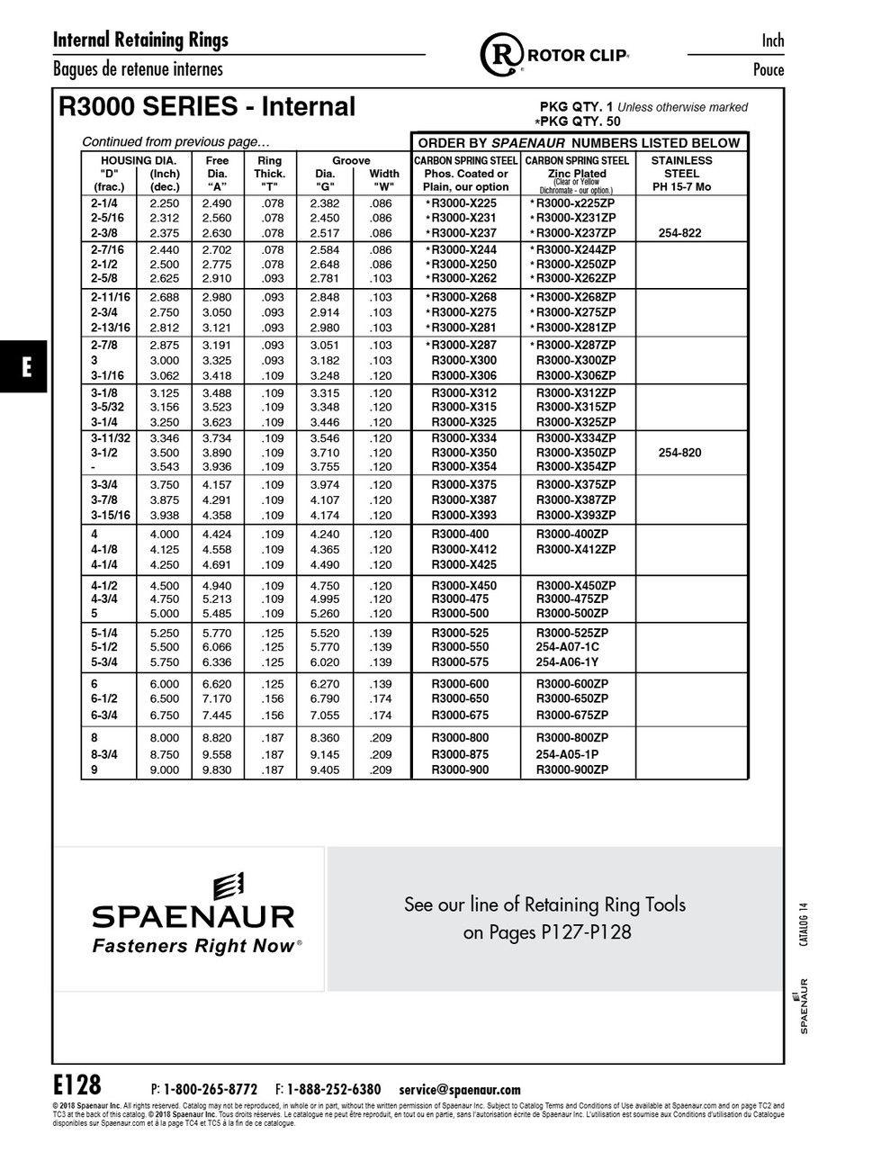 Internal Retaining Ring 3-7/8" Housing Dia Spring Steel Zinc Plated   R3000-X387ZP