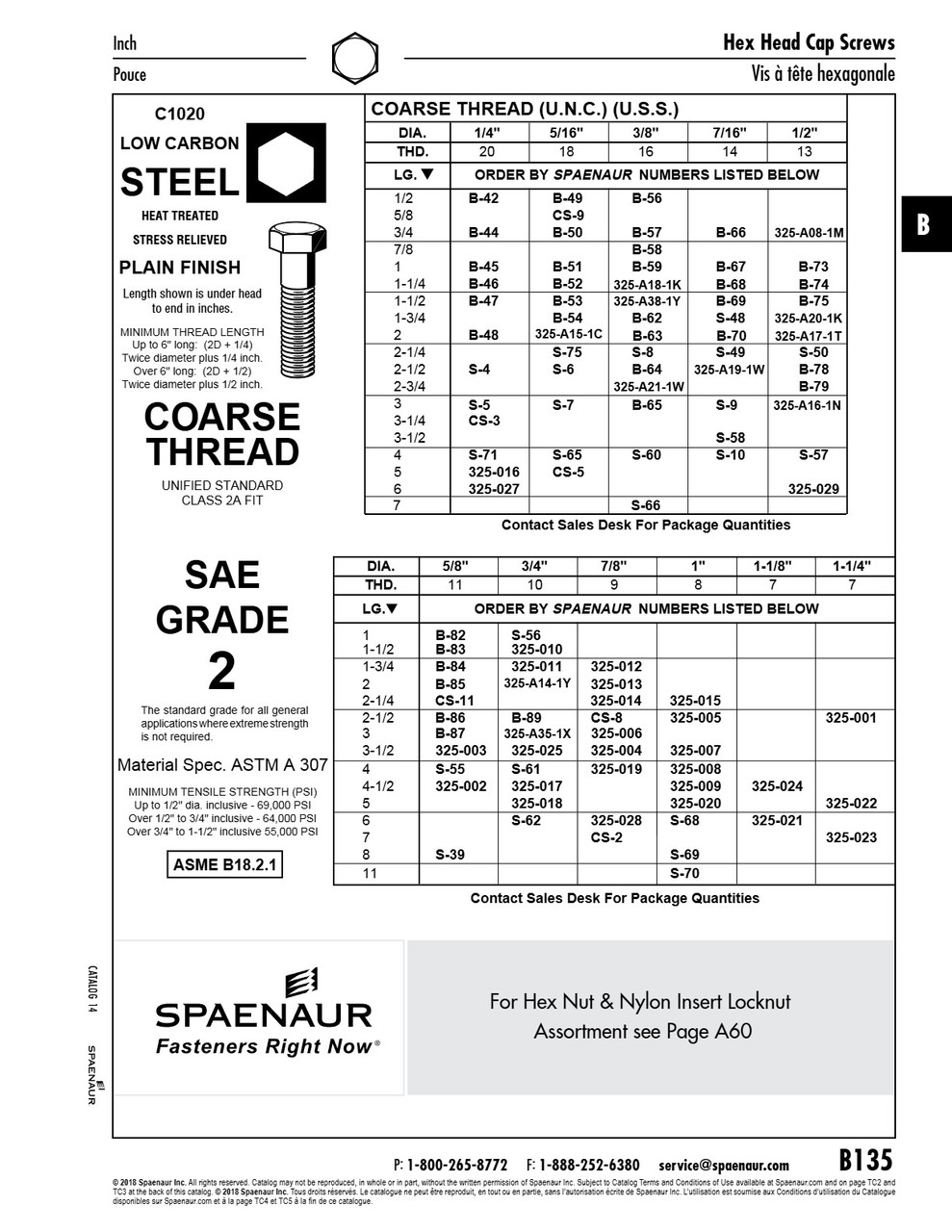 Hex Head Cap Screw Sae Grade 2 Unc 7/16"-14 Unc X 4" Grade 2 Low Carbon Steel Not Plated Ansi B18.2.1-1965   S-10