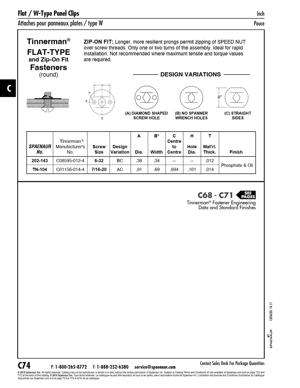 Spring Nut Flat Type With Two Spanner Wrench Holes 7/16"-20 Unf Machine Screw Threads Spring Steel Heat Treated Phosphate & Oil   TN-104