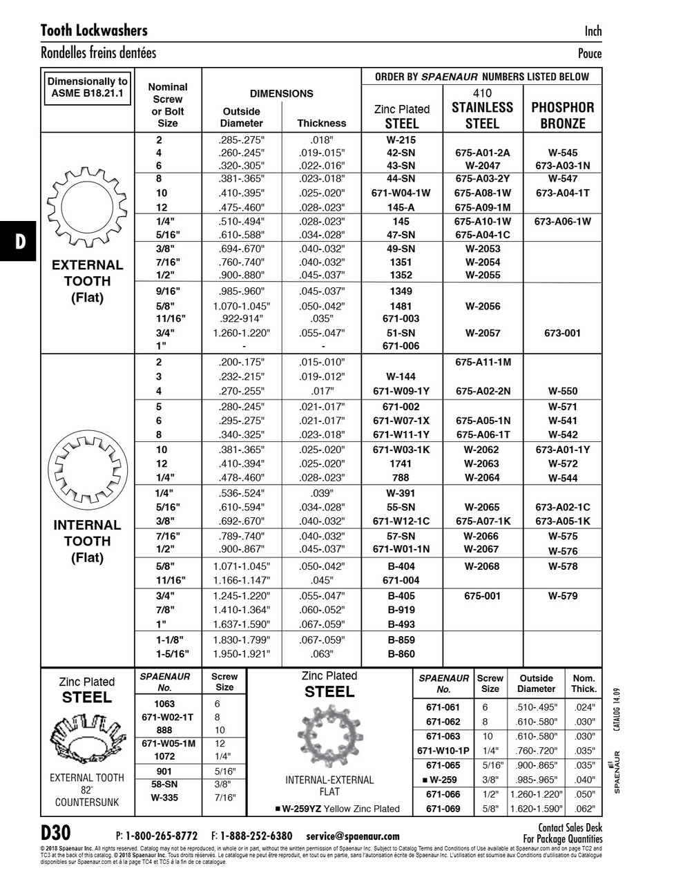 External Tooth (Flat) Lockwasher Bolt Size 3/4"(1.26"-1.22"Od X .051"Th) 410 Stainless Steel Plain Ansi B18.21.1-1972(R1983)   W-2057