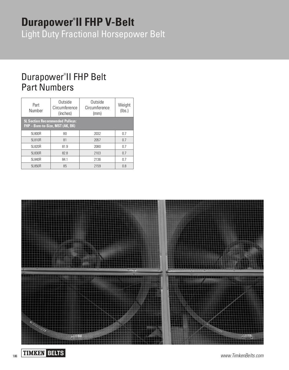 Durapower® II Fractional Horsepower V-Belt   5L840R