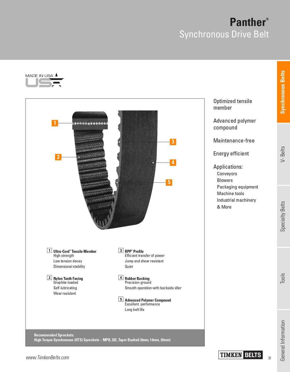 Panther® Synchronous Timing Belt   1248-8MPT-50