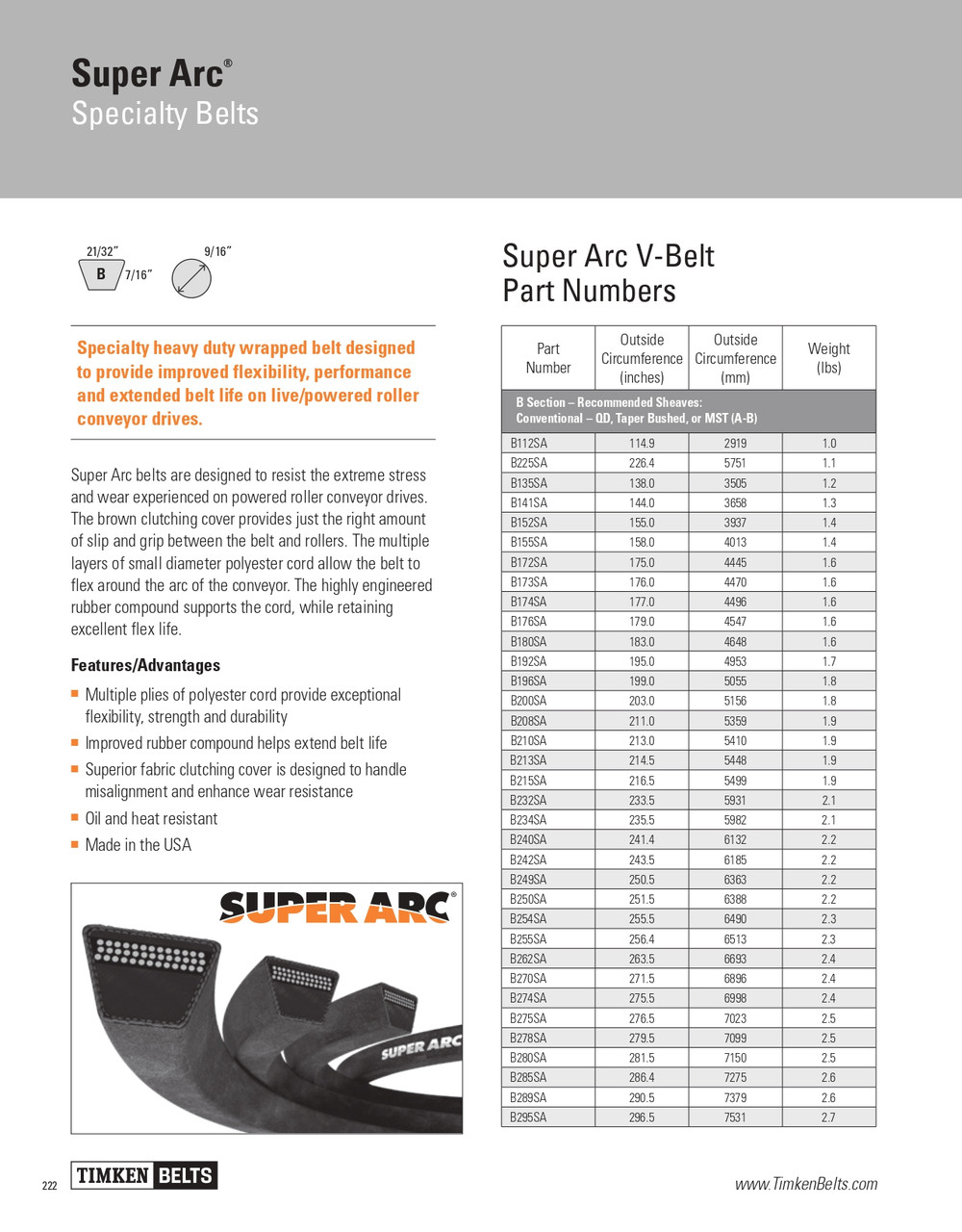 Super Arc® V-Belt   B605SA