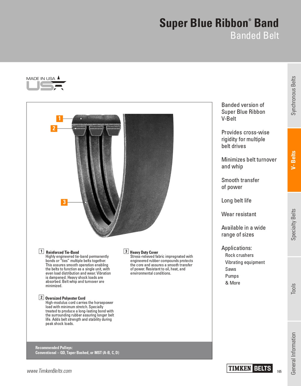 Super Blue Ribbon® 14 Rib Banded V-Belt   RB95-14