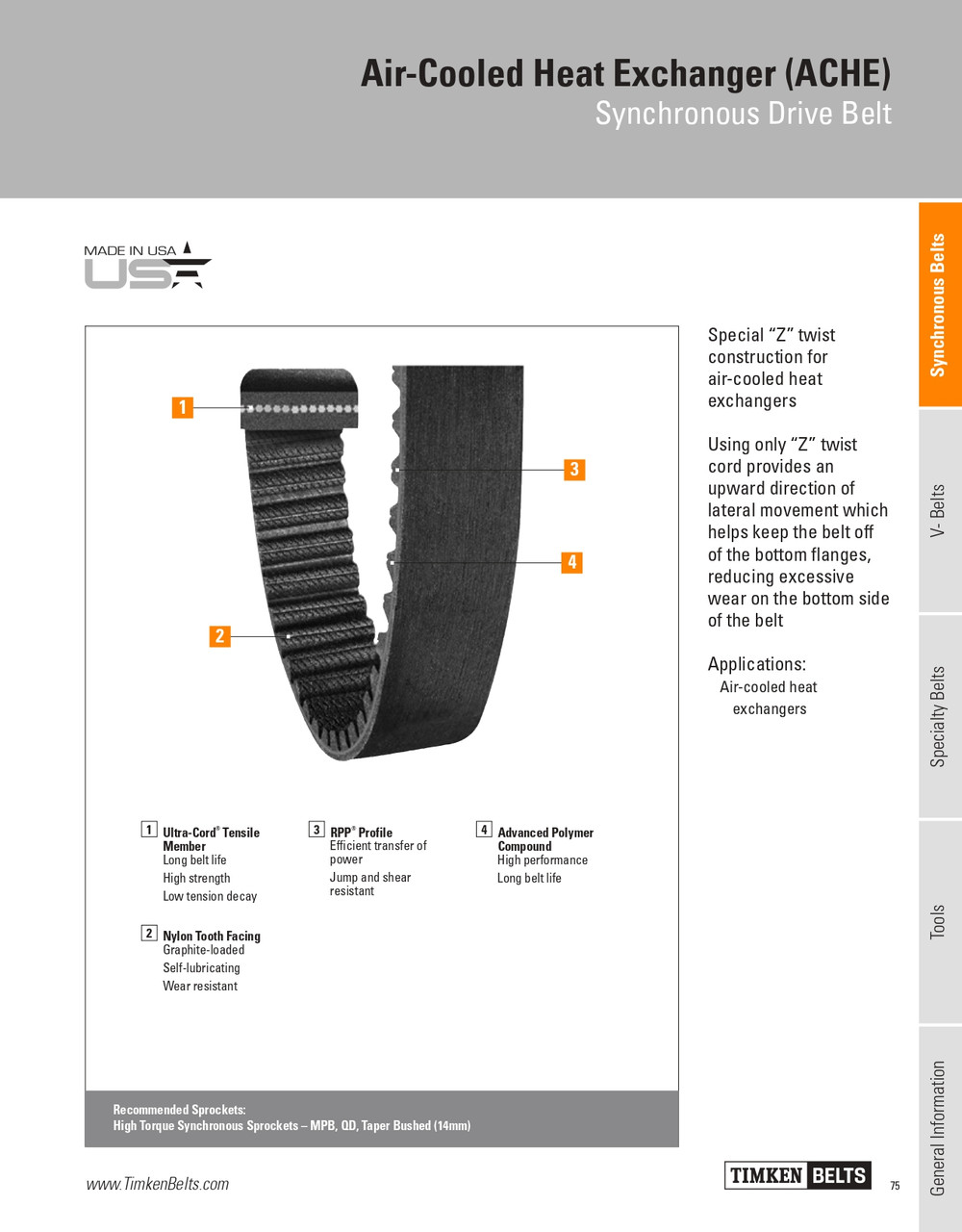 Air Cooled Heat Exchanger (ACHE) Synchronous Timing Belt   4326-14M-55F