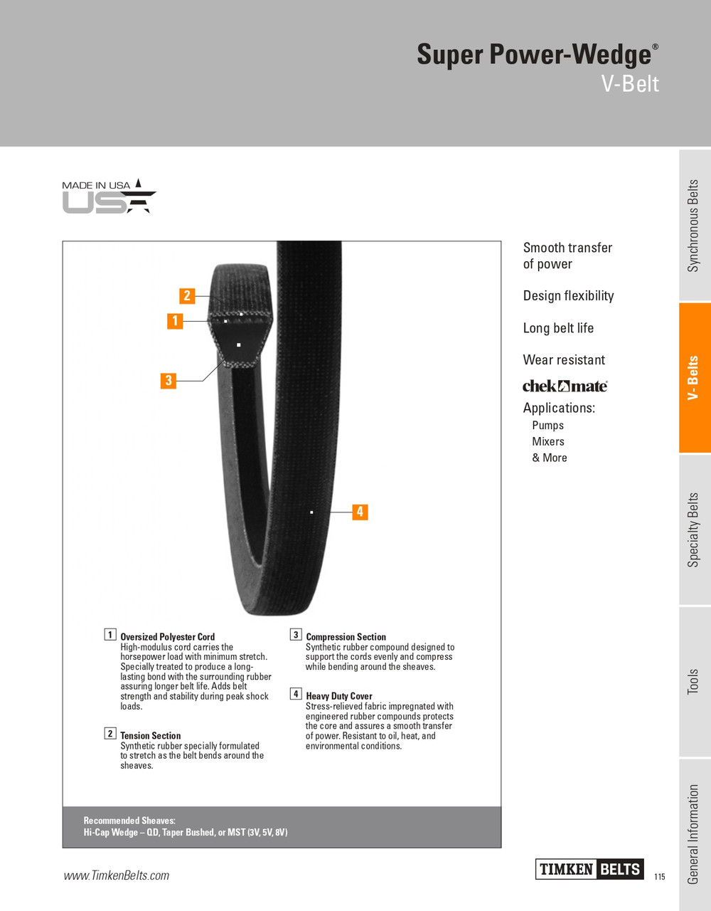 Super Power Wedge® V-Belt   8V1500