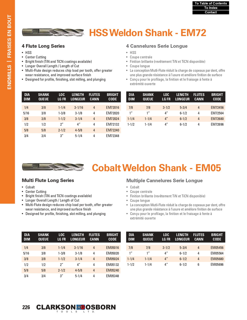 1" Cobalt 4 Flute Long End Mill   EM05564