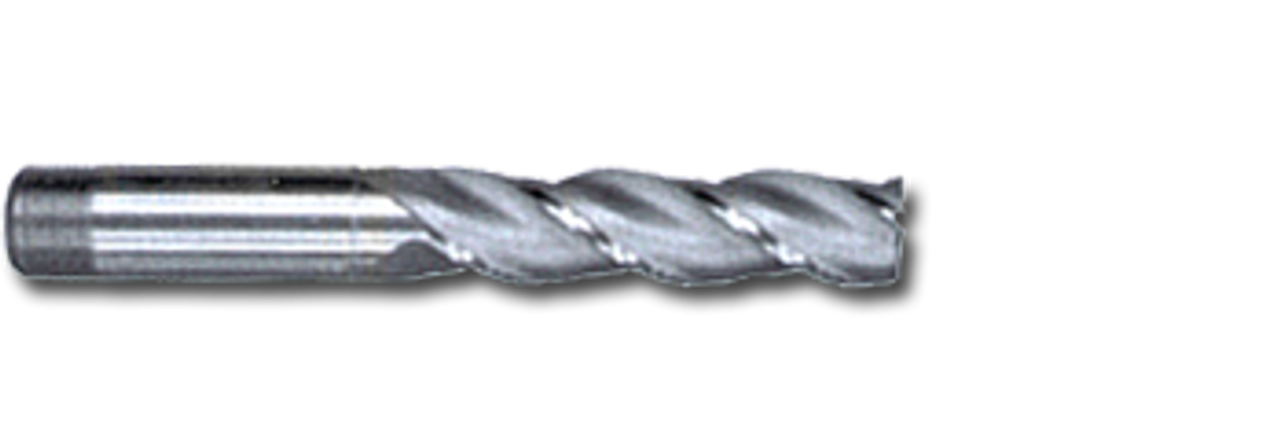 1-1/2" TiN Coated Cobalt 3 Flute Long Threaded Shank End Mill   MC17132T