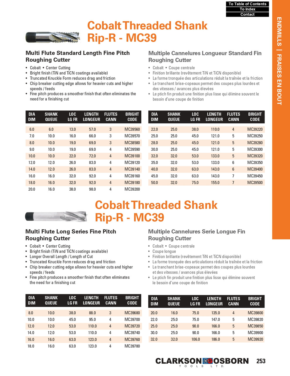 6mm Cobalt 3 Flute Threaded Shank Roughing End Mill   MC39560