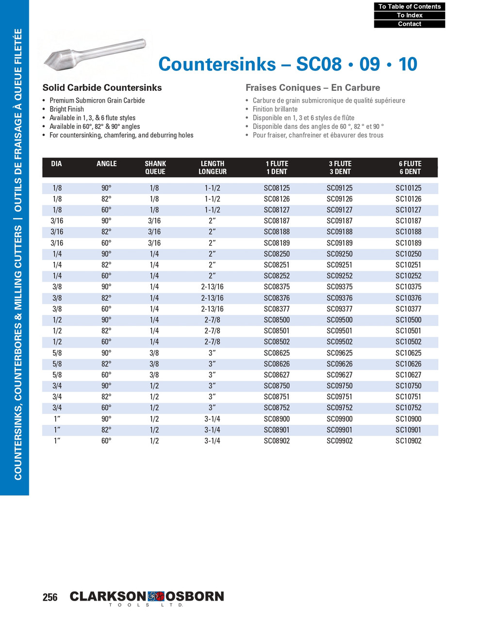 1" Solid Carbide 6 Flute 60° Countersink   SC10902
