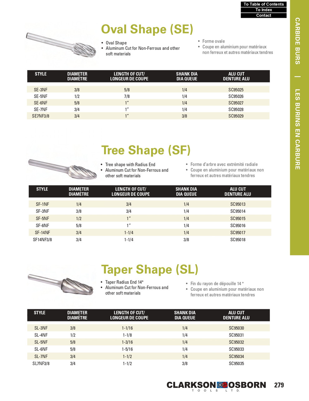 3/8" SF-Type Aluminum Cut Tree Carbide Burr   SC95014