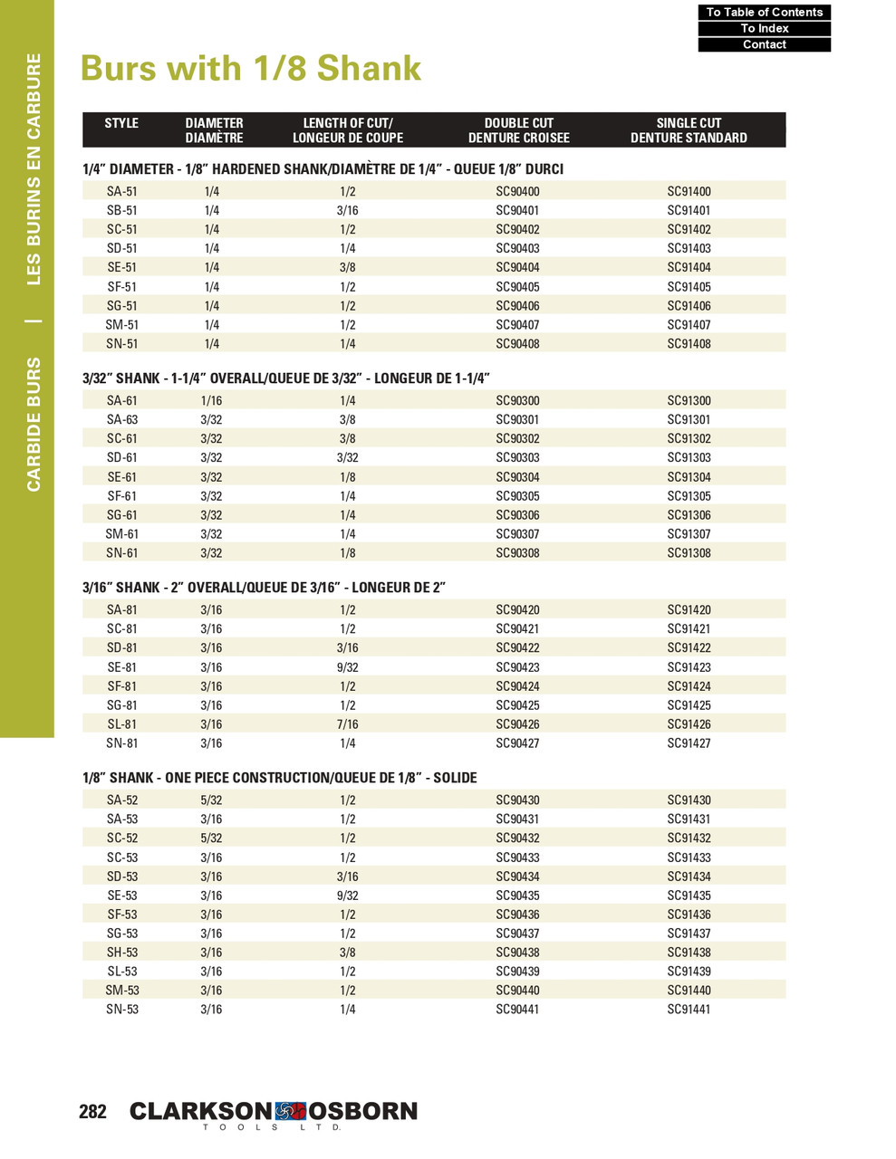 3/32" SG-Type Miniature Single Cut Tree Long Shank Carbide Burr   SC91306