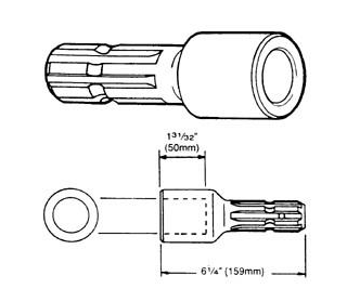 1-3/8"-6 Spline Male x 1-3/8" Round Female Shaft PTO Adapter  PTO4898