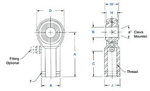 1" x 1-1/4"-12 UNF Female Left Hand Greasable Rod End  MG-16Z