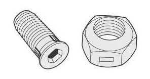 50 Pack #12-24 x .59" Knurled Countersunk 60º Versatile Sickle Bolts w/Nuts   CUT01112