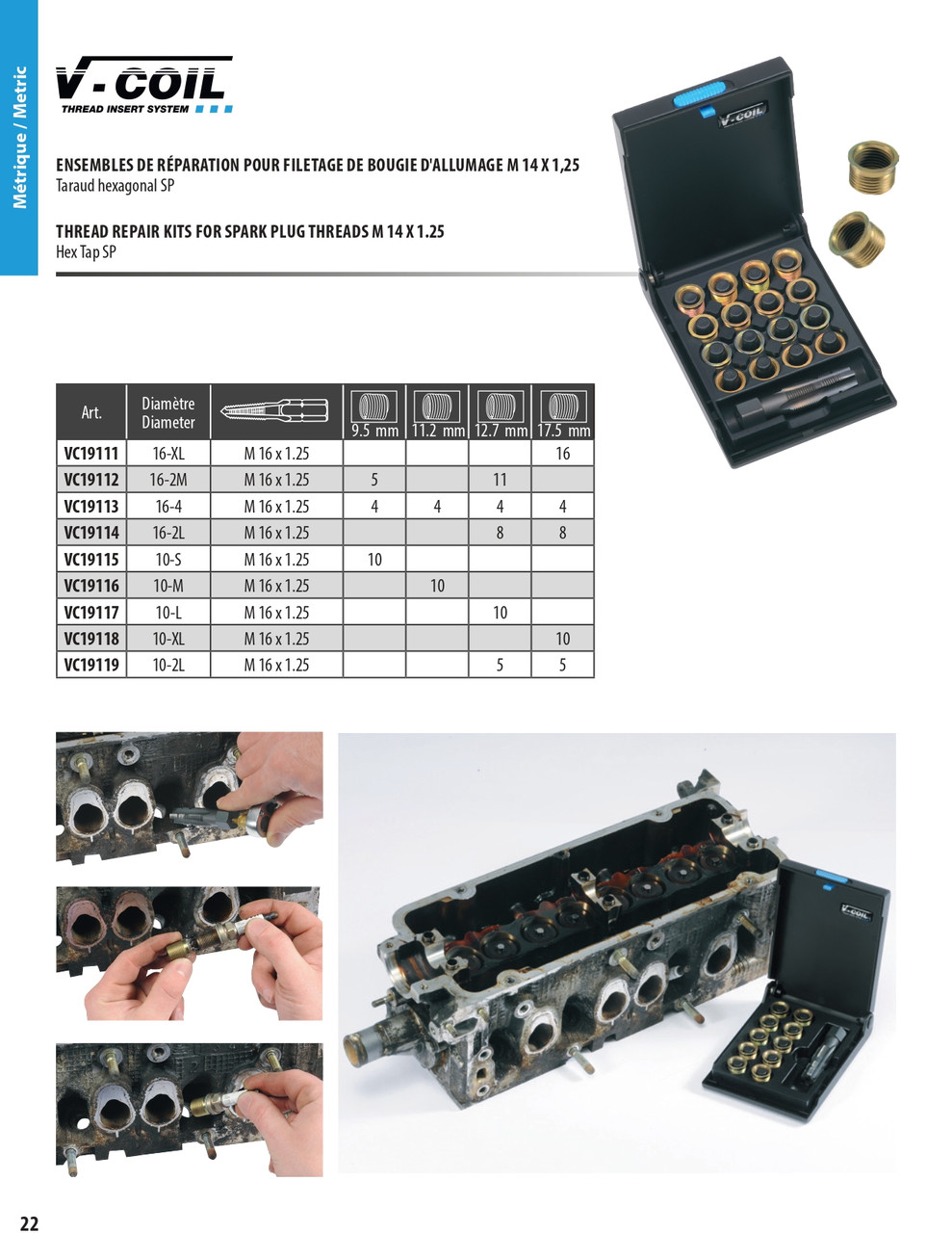 M16 x 1.25 16-2M V-Coil® Spark Plug Thread Repair Kit   VC19112