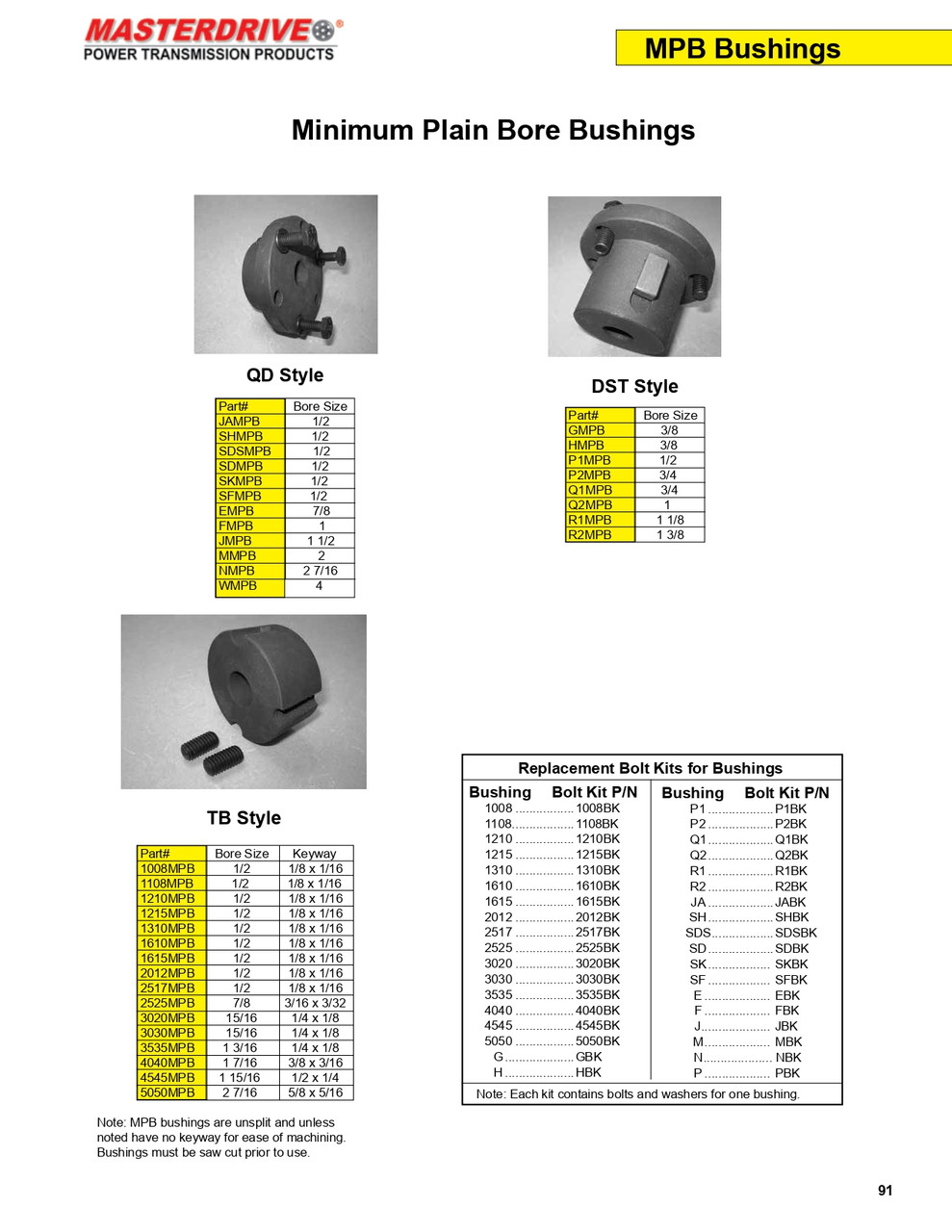 J "QD" Taper Lock Bushing w/Machineable Plain Bore  JMPB