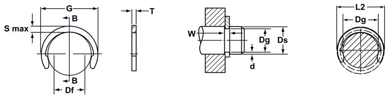 External Metric Phosphated Low Profile Crescent Retaining Ring  DC-006-PA
