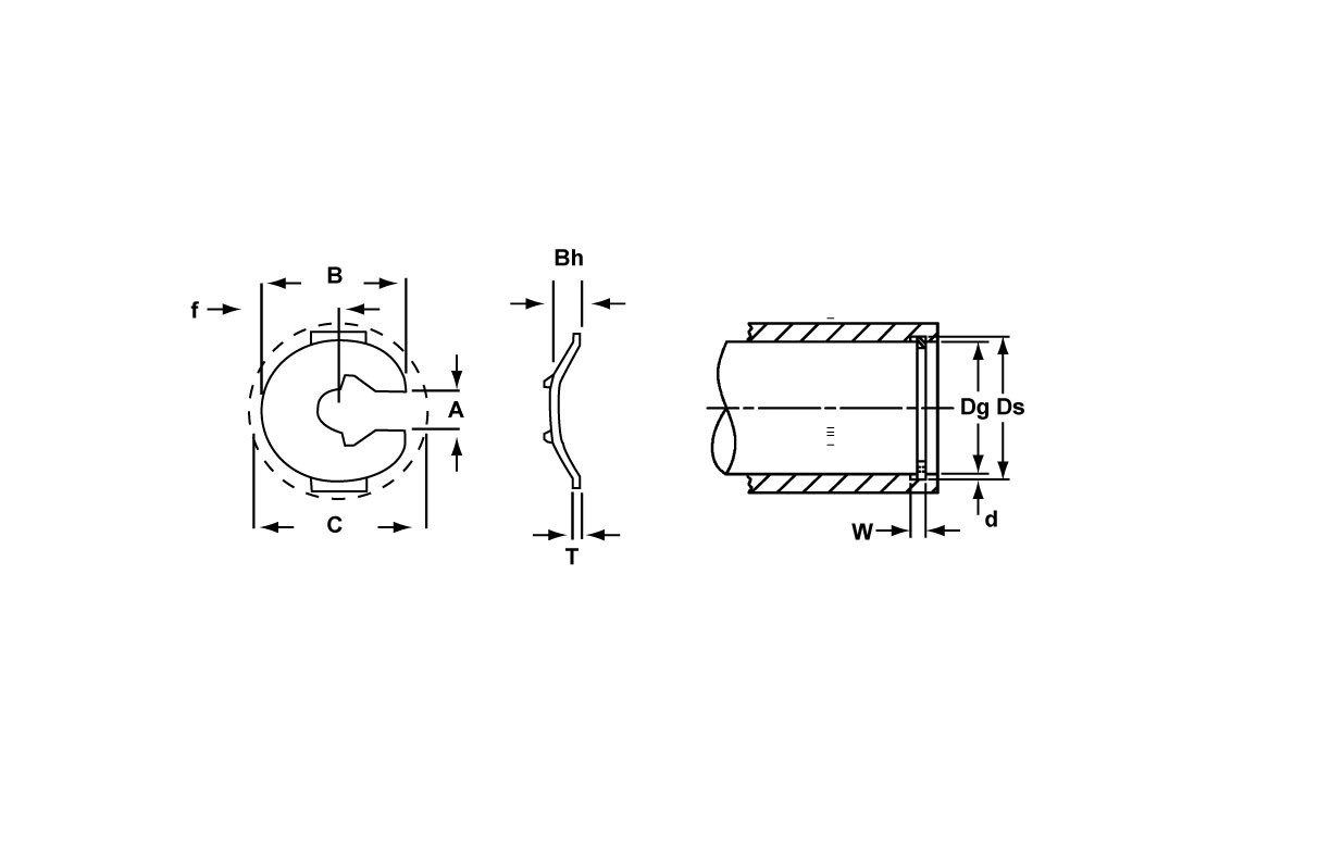 External SAE Phosphated Bowed Locking Retaining Ring  EL-0025-PA