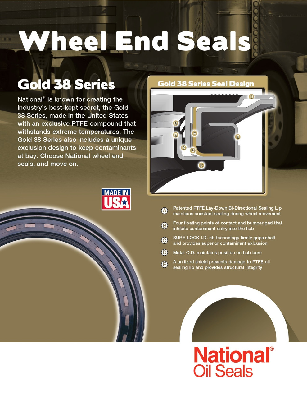 4.625" Inch Unitized Teflon® Lip/Nitrile Case Oil Bath Seal  380025A