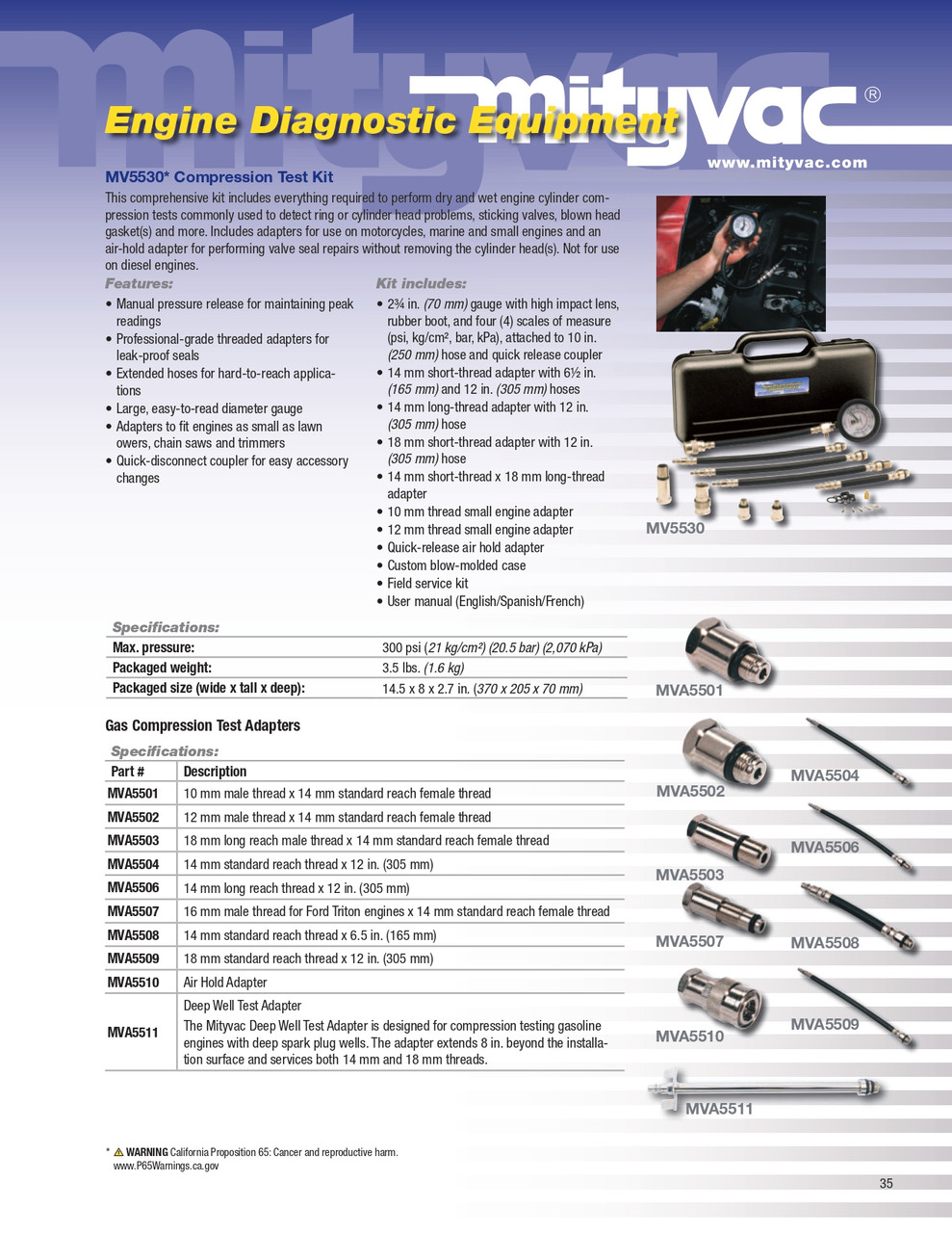 Gas Compression Test Adapter   MVA5503