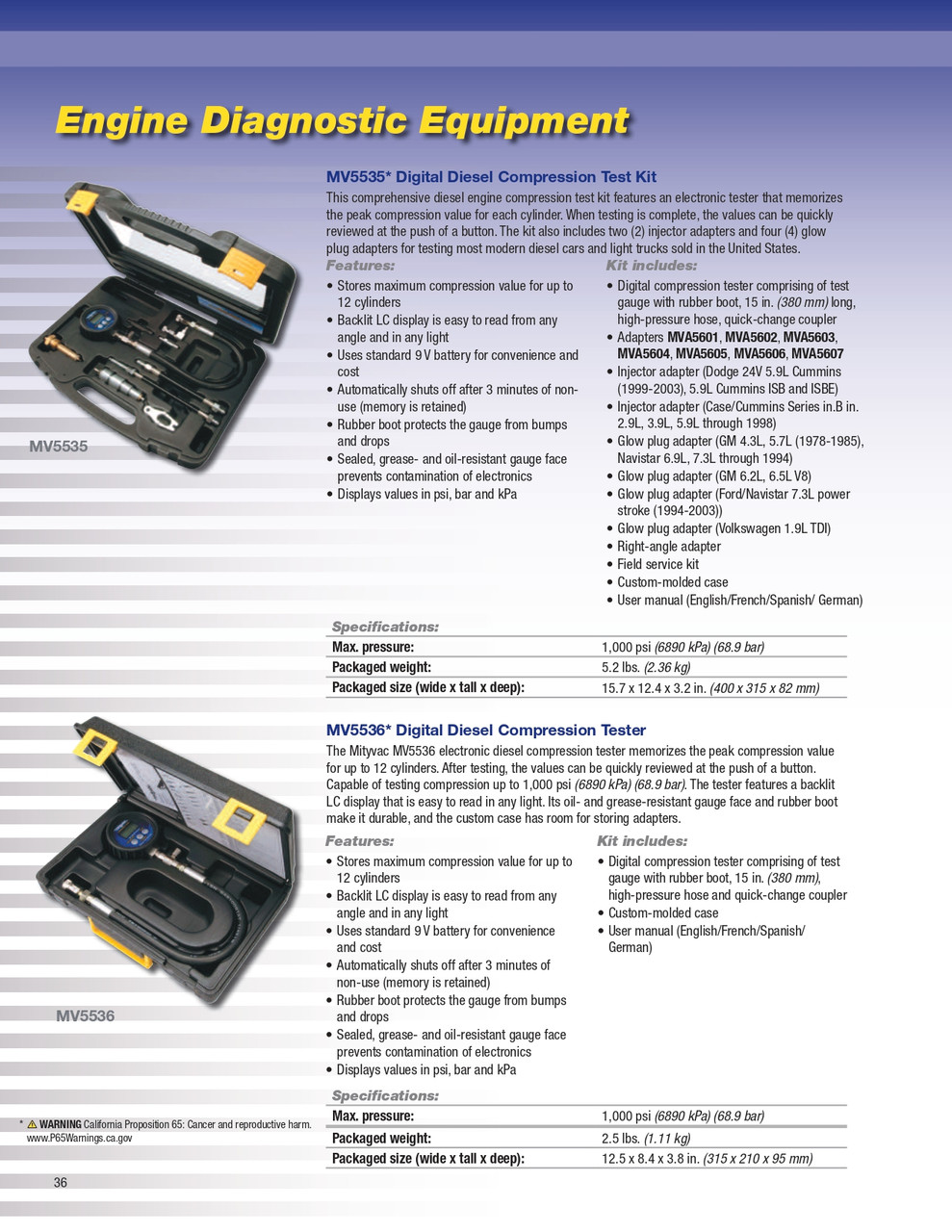Digital Diesel Compression Test Kit   MV5535