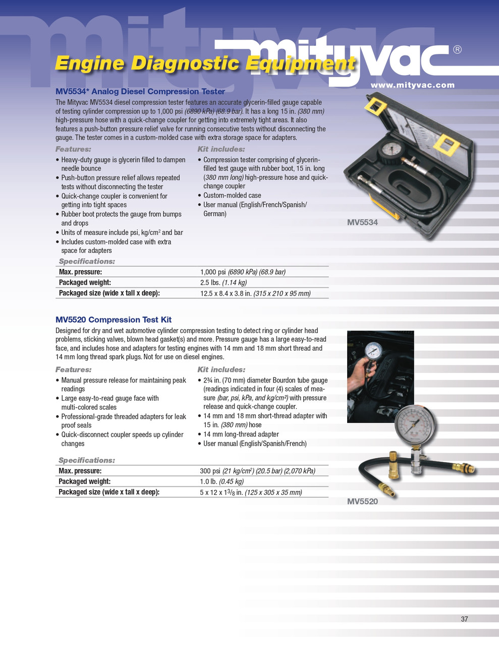 Analog Diesel Compression Tester   MV5534
