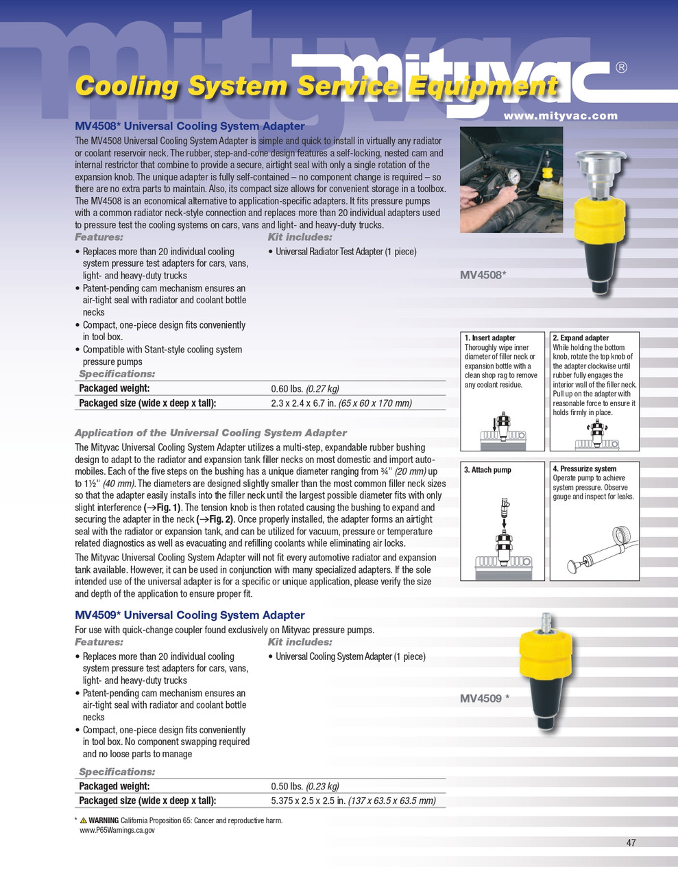 Universal Cooling System Adapter   MV4509