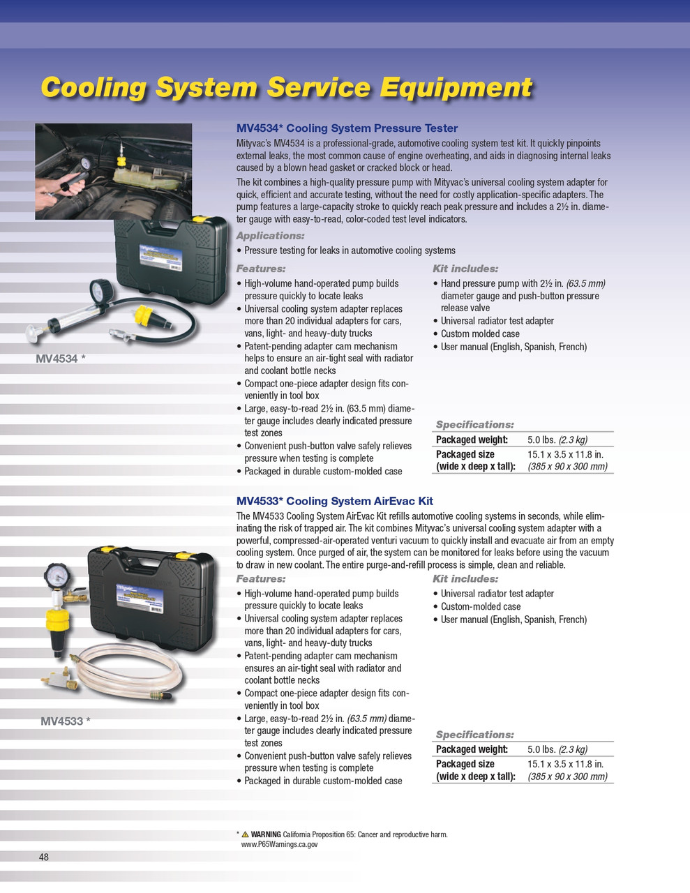 Cooling System Pressure Tester   MV4534