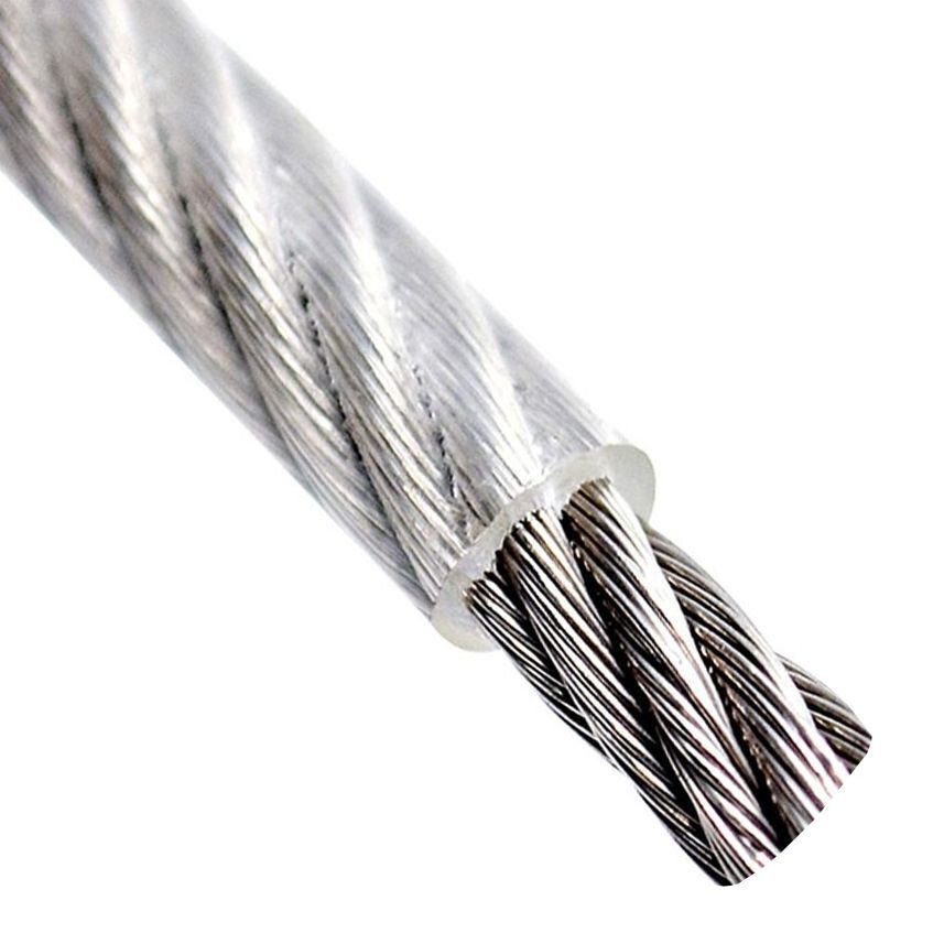 3/32" x 3/16" @ 7x7 Clear PVC Coated Galvanized Wire Rope   2710 0012