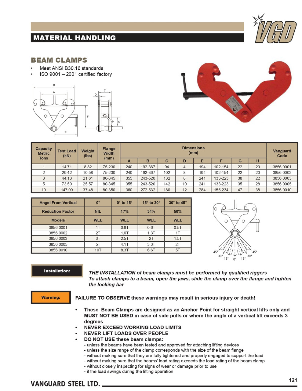 5T Heavy Duty Beam Clamp w/Locking Screw   3856 0005