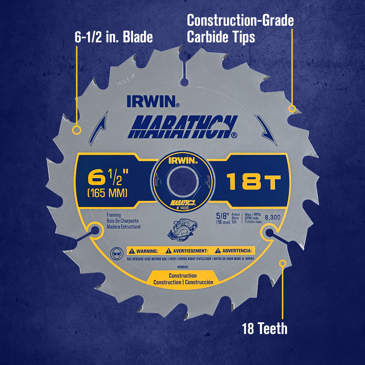 6-1/2" 18T Marathon® Carbide Circular Saw Blade   14020