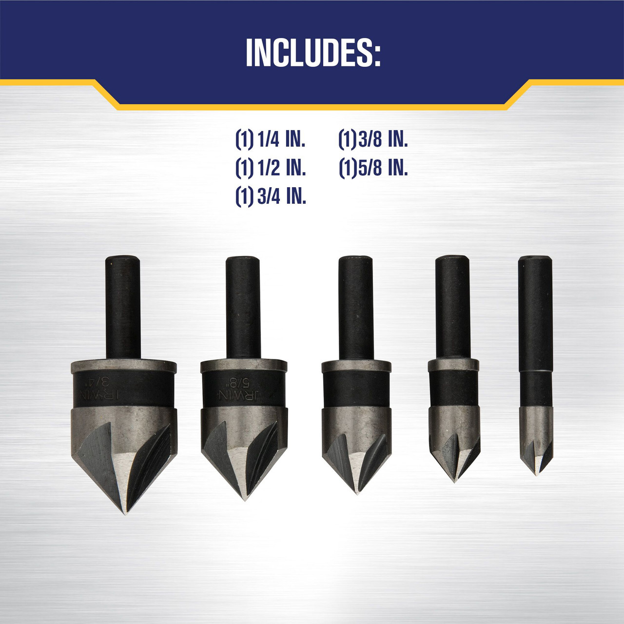 5 Pc. 82° High Speed Steel Countersink Bit Set   1877791